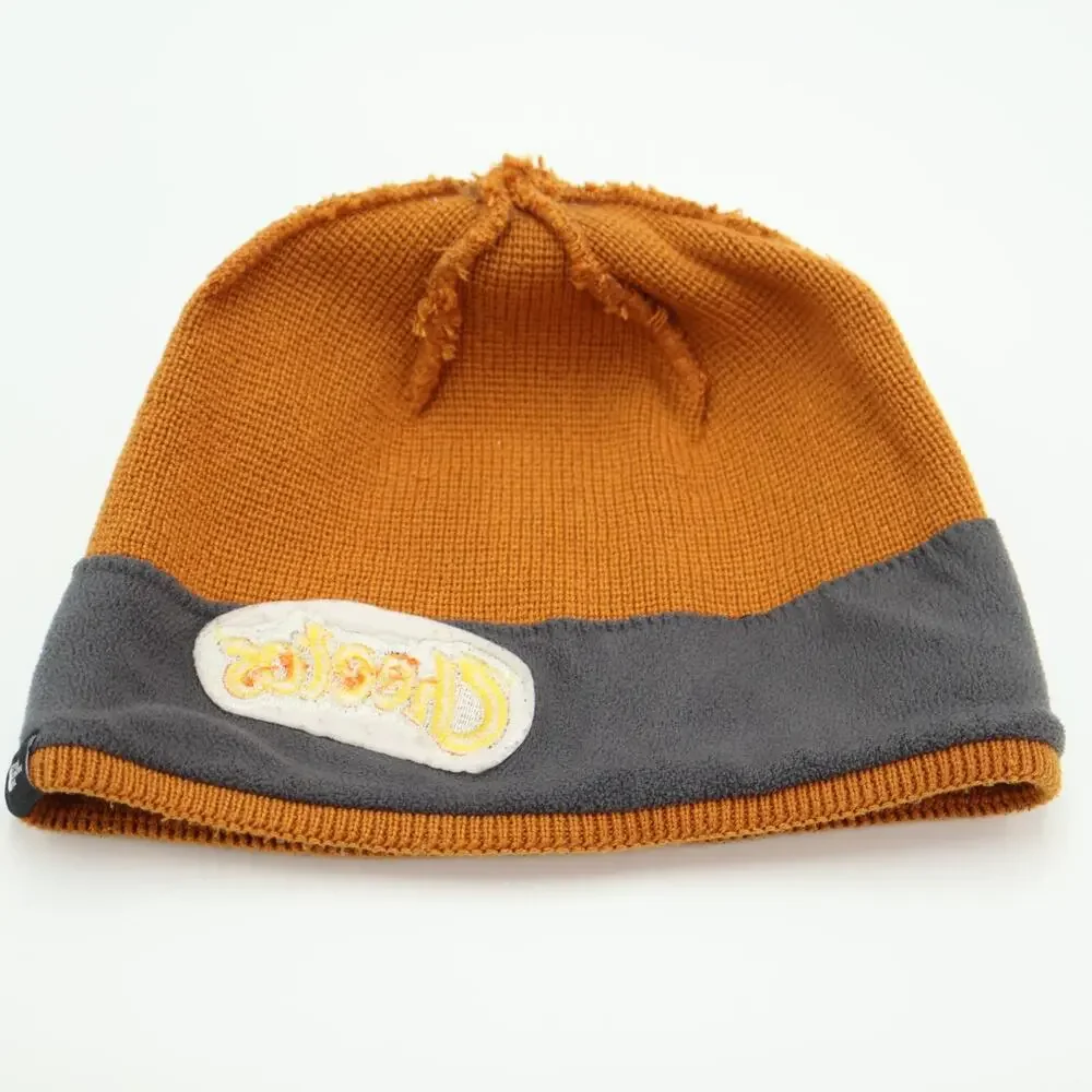 The North Face X Cheetos Mountain Beanie Ribbed Fleece Lined Timber Tan Logo
